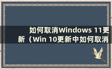 如何取消Windows 11更新（Win 10更新中如何取消并退出）